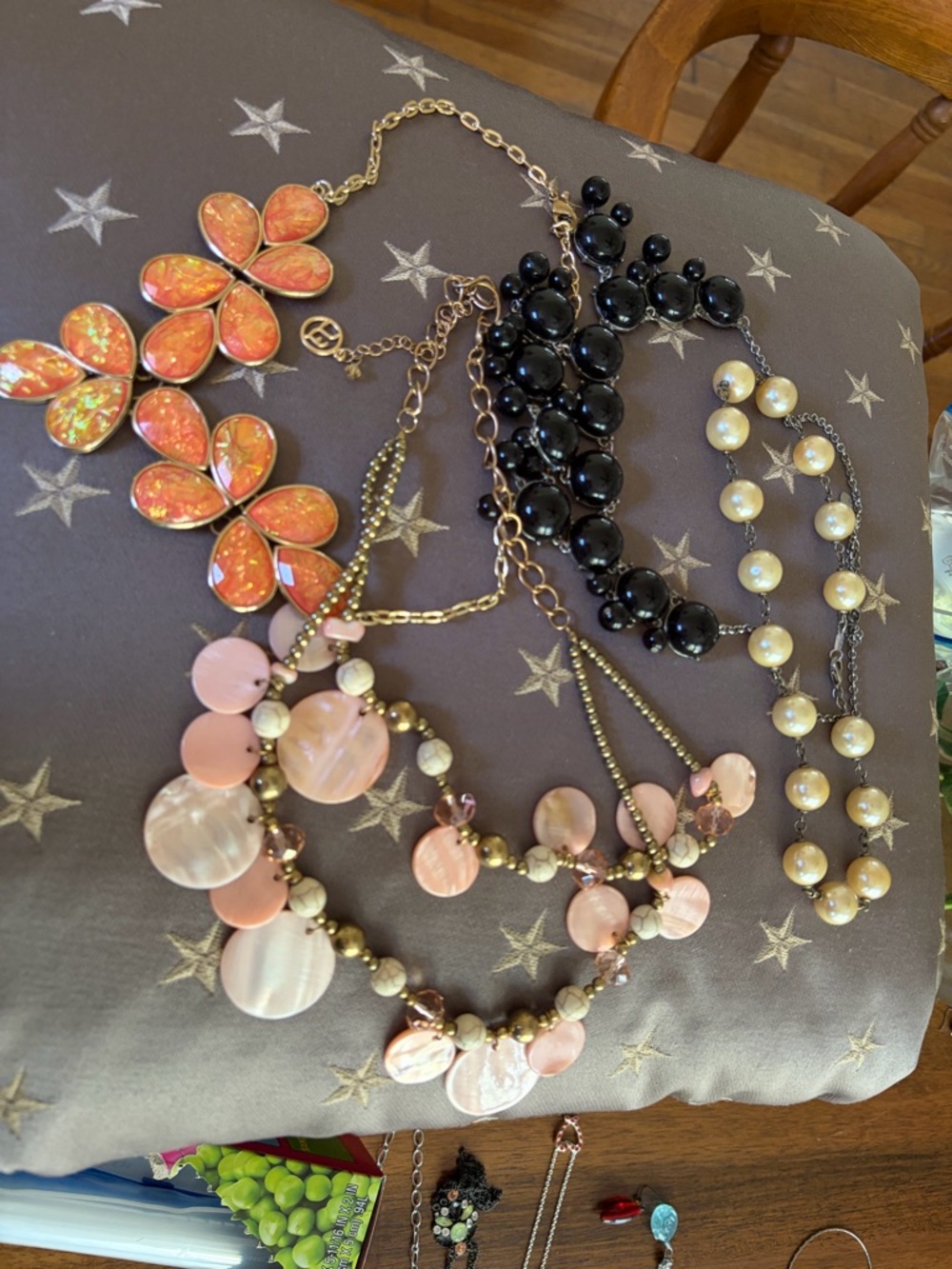 Mixed Set of Women’s Fashion Necklaces in Coral, Black, Pearl and Pink